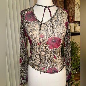 mesh express top with rose snake print